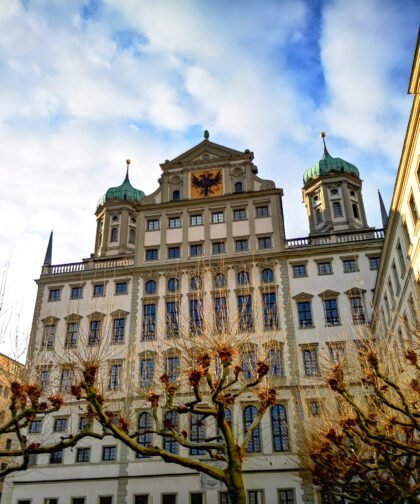 Rathausplatz Herbst Augsburg Bayern